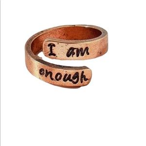 Rose Gold Spiral I am Enough Ring